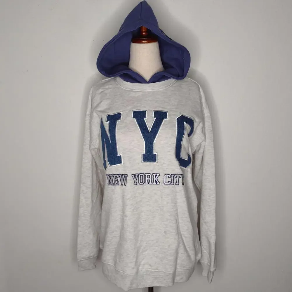 NWT Ultra Flirt Women's Gray/Navy/Trend Fleece NYC Hoodie Size XS - Picture 7 of 11